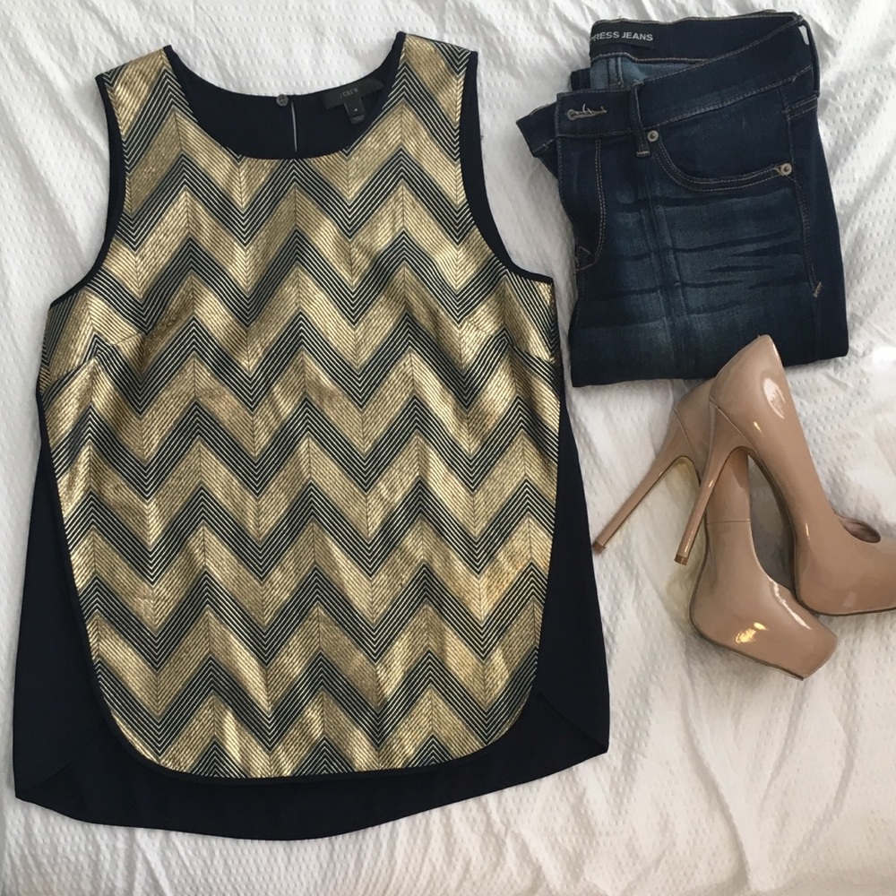 SALE!! J. Crew Gold and Navy Statement Blouse